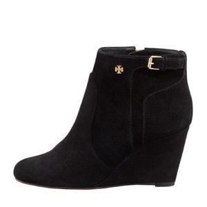 Tory Burch Milan wedge booties black suede